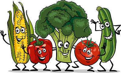 Image showing comic vegetables group cartoon illustration