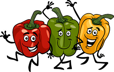 Image showing peppers vegetables group cartoon illustration