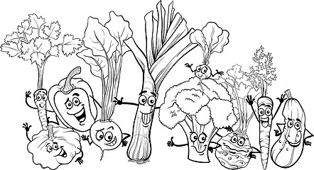 Image showing cartoon vegetables for coloring book