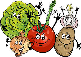 Image showing vegetables group cartoon illustration