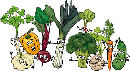 Image showing funny vegetables group cartoon illustration