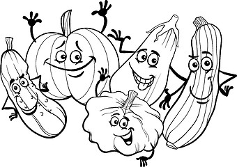 Image showing cucurbit vegetables for coloring book