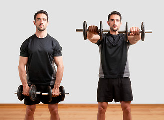 Image showing Man Working Out With Dumbbels