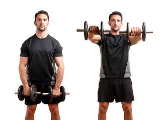 Image showing Man Working Out With Dumbbels