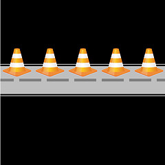 Image showing Background with traffic cones on road