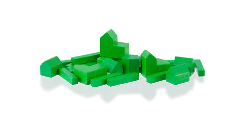Image showing Small wooden building blocks isolated
