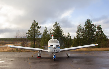 Image showing Small airplane parking - front view