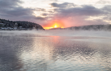 Image showing Sunset over lake