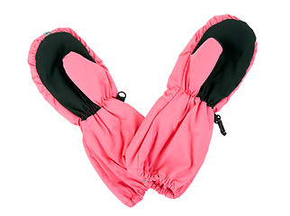 Image showing A pair of pink children's gloves