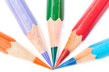 Image showing Colored pencils arranged a semicircle