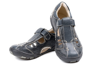 Image showing Pair of leather baby shoes. 