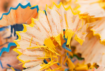 Image showing yellow and blue pencil shaving