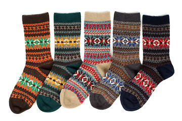 Image showing Five of wool socks with a pattern