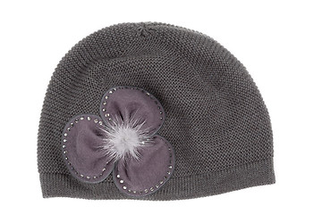 Image showing Female gray knitted cap with ornament