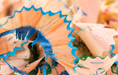 Image showing blue and green pencil shaving