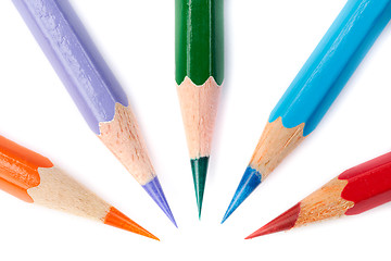 Image showing Five colour pencils