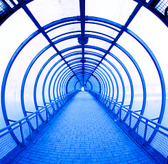 Image showing blue covered bridge