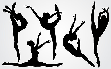 Image showing Black silhouettes of a ballerina