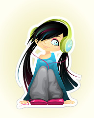 Image showing Girl listen to music