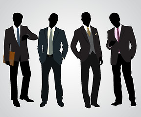 Image showing Four businessman silhouettes 