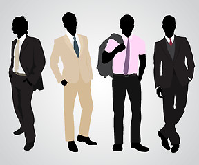 Image showing Four businessman silhouettes 