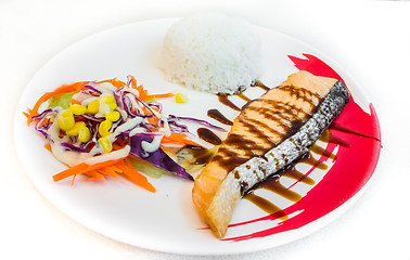 Image showing Salmon Steak Rice
