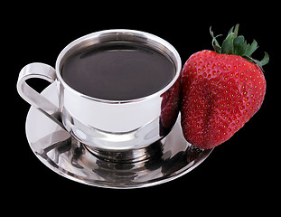 Image showing Black Coffee and Strawberry