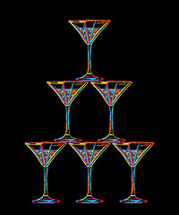 Image showing Tower of champagne glasses