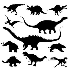 Image showing Dinosaur silhouettes collection