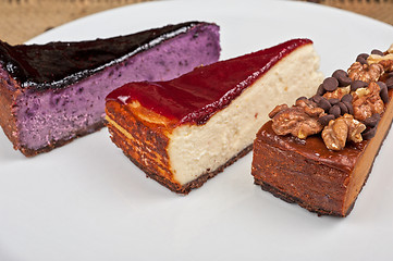 Image showing cheesecake with chocolate and nuts