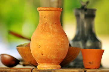 Image showing Old ceramic objects on table