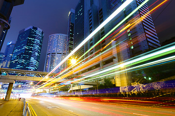 Image showing Busy traffic road at night