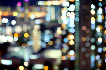 Image showing Blurred unfocused city view at night  