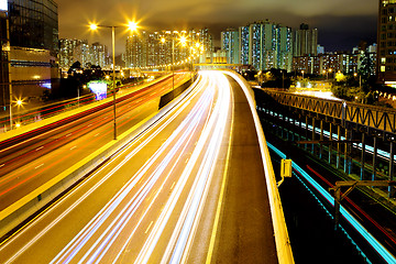 Image showing Traffic trail on highway 