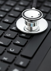 Image showing Stethoscope on keyboard