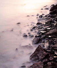 Image showing Long exposure of beach at evening