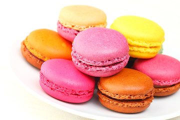 Image showing Colorful macaron on the plate