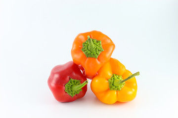 Image showing Red, Orange and Yellow Bell Peppers