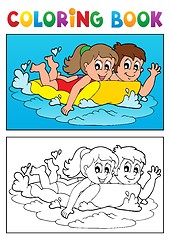 Image showing Coloring book swimming theme 3