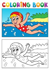 Image showing Coloring book swimming theme 2