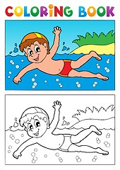 Image showing Coloring book swimming theme 1