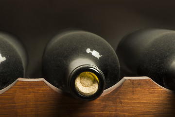 Image showing Wine bottles on shelf