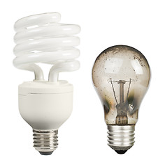 Image showing Ecological economical lamp and old burned