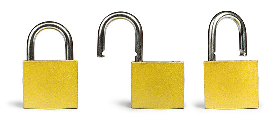 Image showing Yellow padlock isolated