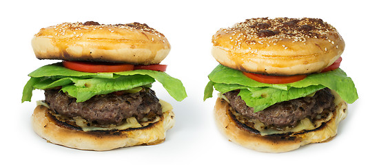 Image showing Hamburger with meat and lettuce