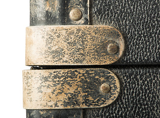 Image showing Rivets and leather parts from suitcase