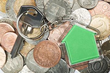 Image showing Coins and house key ring