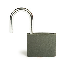 Image showing Grey padlock isolated studio shot