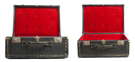 Image showing Opened old travel suitcase