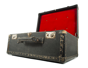 Image showing Opened old travel suitcase